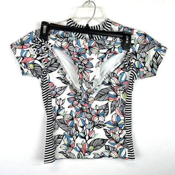 Splendid Girl’s Short Sleeve Rashguard And Bikini Bottom Swimsuit Set Size 12